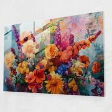 Painted Anarchy Pointillism Cam Duvar Sanatı: Canlı Çiçek Aranjmanı - Pointillism, Cam Sanatı, Cam Baskı, Pointillism, 45X30