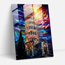 Painted Anarchy Pisa Kulesi Vitray Baskı - Pisa Kulesi, Pisa Kulesi, Duvar Dekorasyonu, Cam Sanatı, 30X45