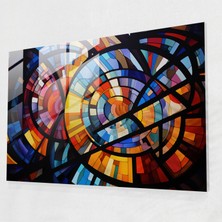 Painted Anarchy Geometrik Cami Cam Sanatı - Cami, Soyut, Geometrik Desenler, Cam Duvar Sanatı, 45X30