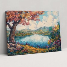 Painted Anarchy Dreamy Landscape Pointillism Duvar Tablosu - Pointilizm, Kanvas Tablo, Duvar Sanatı, Duvar Dekorasyonu, 50X30