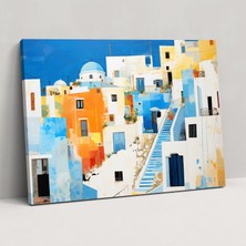 Painted Anarchy Santorini Kanvas Tablo - Santorini, Kanvas Tablo, Karma Teknik Sanat Çalışması, Duvar Dekorasyonu, 50X30