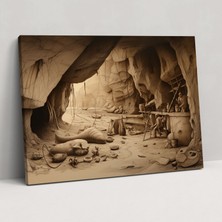 Painted Anarchy Mezolitik Kanvas Tablo - Tarih Öncesi Araçlar Mağara Gravür Duvar Sanatı - Mezolitik, Kanvas Tablo, Kanvas Tablo, Duvar Dekorasyonu, 50X30