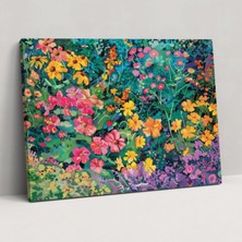 Painted Anarchy Floral Bliss Pointillism Kanvas Tablo - Pointillism, Ev Dekorasyonu, Duvar Dekorasyonu, Çiçekler, 70X50