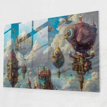 Painted Anarchy Sürrealizm Cam Duvar Sanatı: Büyülü Şehir Yaratıkları - Sürrealizm Sanatı, Sürrealizm Sanatı, Cam Duvar Sanatı, Duvar Dekorasyonu, 45X30