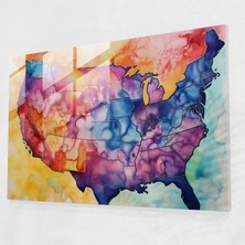 Painted Anarchy Amerika Haritası Cam Duvar Sanatı - Amerika Birleşik Devletleri Haritası, Cam Sanatı, Cam Duvar Sanatı, Amerika Birleşik Devletleri Haritası, 45X30