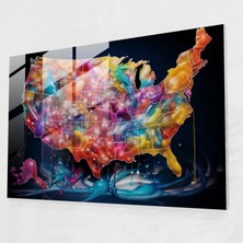 Painted Anarchy Amerika Birleşik Devletleri Gerçeküstü Cam Baskı - Amerika Birleşik Devletleri Haritası, Gerçeküstü Cam Baskı, Amerika Birleşik Devletleri Haritası, Ev Dekorasyonu, 45X30