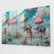 Painted Anarchy Sürrealizm Duvar Dekorasyonu: Uçan Filler Karnavalı - Sürrealizm Sanatı, Duvar Dekorasyonu, Cam Sanatı, Modern Sanat, 70X50