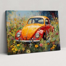 Painted Anarchy Volkswagen Beetle Çiçek Çayır Kanvas Tablo - Volkswagen Beetle, Kanvas Tablo, Empresyonist Tablo, Kanvas Tablo, 50X30