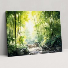 Painted Anarchy Bambu Ormanı Zen Bahçesi Duvar Sanatı - Zen Bahçesi, Empresyonist Yağlıboya Tablo, Zen Bahçesi, Duvar Süslemesi, 50X30