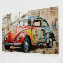 Painted Anarchy Kolaj Volkswagen Beetle Cam Tablo - Volkswagen Beetle, Ev Dekorasyonu, Cam Baskı, Modern Sanat, 45X30