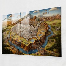 Painted Anarchy Amerika Birleşik Devletleri Haritası Cam Duvar Sanatı - Amerika Birleşik Devletleri Haritası, Simgesel Yapılar, Amerika Birleşik Devletleri Haritası, Cam Sanatı, 45X30