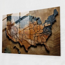 Painted Anarchy Amerika Birleşik Devletleri Haritası Cam Duvar Dekorasyonu - Amerika Birleşik Devletleri Haritası, Cam Baskı, Cam Sanatı, Ev Dekorasyonu, 45X30