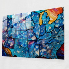 Painted Anarchy Amerika Haritası Cam Duvar Dekorasyonu - Amerika Birleşik Devletleri Haritası, Soyut Vitray, Modern Sanat, Duvar Dekorasyonu, 45X30