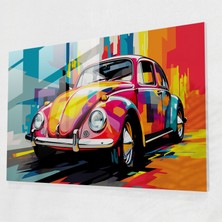 Painted Anarchy Canlı Volkswagen Beetle Cam Baskı - Volkswagen Beetle, Ev Dekorasyonu, Modern Sanat, Pop Art, 45X30