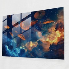 Painted Anarchy Sürrealizm Cam Sanatı - Uçan Şemsiyeler - Sürrealizm Sanatı, Sürrealizm Sanatı, Ev Dekorasyonu, Modern Sanat, 45X30