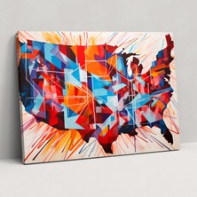 Painted Anarchy Amerika Haritası Duvar Tablosu - Amerika Birleşik Devletleri Haritası, Amerika Birleşik Devletleri Haritası, Duvar Dekorasyonu, Duvar Sanatı, 50X30