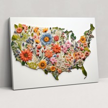 Painted Anarchy Doğadan Esinlenen Amerika Birleşik Devletleri Haritası Kanvas Tablo - Amerika Birleşik Devletleri Haritası, Duvar Sanatı, Kanvas Tablo, Amerika Birleşik Devletleri Haritası, 50X30