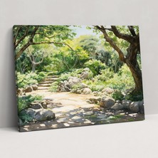 Painted Anarchy Empresyonist Zen Bahçesi Kanvas Tablo - Zen Bahçesi, Duvar Süslemesi, Empresyonist Yağlıboya Tablo, Kanvas Tablo, 50X30