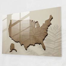 Painted Anarchy Minimalist Amerika Birleşik Devletleri Haritası Cam Baskı - Amerika Birleşik Devletleri Haritası, Minimalist Tasarım, Amerika Birleşik Devletleri Haritası, Nötr Renkler, 45X30