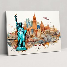 Painted Anarchy Amerika Birleşik Devletleri Haritası Kanvas Tablo, Ikonik Kolaj - Amerika Birleşik Devletleri Haritası, Duvar Dekorasyonu, Kanvas Tablo, Kolaj Sanatı, 50X30