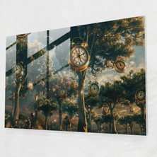 Painted Anarchy Sürrealizm Ev Dekorasyonu: Saat Ağaçları Ormanı - Sürrealizm Sanatı, Duvar Süslemesi, Cam Baskı, Cam Sanatı, 45X30