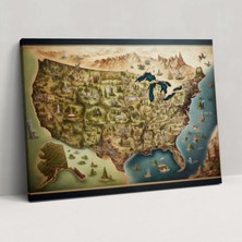 Painted Anarchy Amerika Birleşik Devletleri Haritası Kanvas Tablo - Amerika Birleşik Devletleri Haritası, Amerika Birleşik Devletleri Haritası, Kanvas Tablo, Duvar Sanatı, 50X30