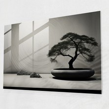 Painted Anarchy Monokromatik Zen Bahçesi Cam Baskı - Zen Bahçesi, Modern Sanat, Cam Baskı, Cam Sanatı, 45X30