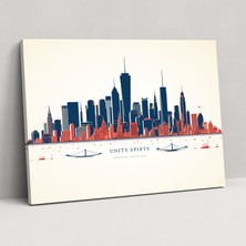 Painted Anarchy Amerika Birleşik Devletleri Şehir Skylines Duvar Dekorasyonu - Amerika Birleşik Devletleri Haritası, Amerika Birleşik Devletleri Haritası, Kanvas Tablo, Ev Dekorasyonu, 50X30