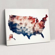 Painted Anarchy Soyut Geometrik Amerika Birleşik Devletleri Haritası Kanvas Tablo - Amerika Birleşik Devletleri Haritası, Amerika Birleşik Devletleri Haritası, Duvar Dekorasyonu, Dinamik, 50X30