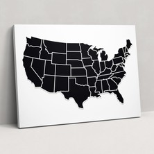 Painted Anarchy Minimalist Amerika Birleşik Devletleri Haritası Duvar Sanatı - Amerika Birleşik Devletleri Haritası, Amerika Birleşik Devletleri Haritası, Ev Dekorasyonu, Şık, 50X30