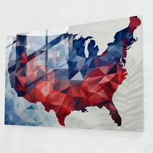 Painted Anarchy Geometrik Amerika Birleşik Devletleri Haritası Cam Baskı - Amerika Birleşik Devletleri Haritası, Cam Duvar Sanatı, Ev Dekorasyonu, Kalın Şekiller, 45X30
