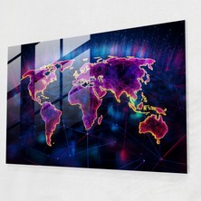Painted Anarchy Fütüristik Cam Baskı - Dünya Haritası 2, Ev Dekorasyonu, Duvar Dekorasyonu, Dünya Haritası, 45X30