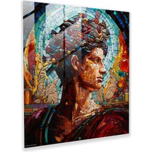 Painted Anarchy Hermes Cam Baskı - Mozaik Sanatı Cam Duvar Dekorasyonu - Hermes, Hermes, Canlı Cam Parçalar, Hermes Portresi, 30X30