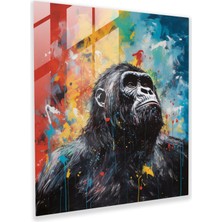 Painted Anarchy Goril Cam Sanatı - Goril, Ev Dekorasyonu, Cam Baskı, Cam Sanatı, 30X30