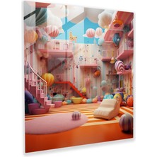 Painted Anarchy Gerçeküstü Çocuk Odası Cam Baskı - Çocuk Odası, Duvar Dekorasyonu, Cam Duvar Sanatı, Soyut Sanat Eseri, 30X30