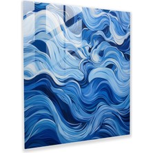 Painted Anarchy Lacivert Soyut Dalgalar Cam Baskı - Lacivert, Cam Sanatı, Soyut Dalgalar, Cam Baskı, 30X30