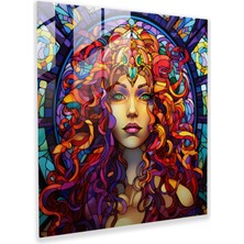 Painted Anarchy Medusa'nın Göksel Vitray Baskı - Medusa, Ev Dekorasyonu, Cam Sanatı, Medusa, 30X30