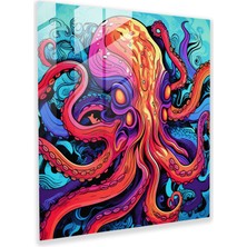 Painted Anarchy Psychedelic Ahtapot Cam Baskı - Ahtapot, Duvar Süslemesi, Cam Sanatı, Ahtapot, 40X40