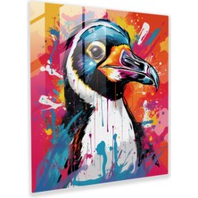 Painted Anarchy Penguen Cam Baskı - Pop Art Illüstrasyon, Duvar Dekorasyonu - Penguen, Çizgi Roman Öğeleri, Penguen, Canlı Renkler, 30X30