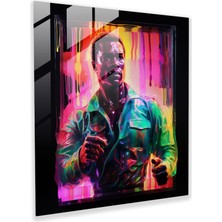 Painted Anarchy Muhammad Ali Neon Cam Sanatı - Muhammad Ali, Muhammad Ali, Duvar Dekorasyonu, Cam Duvar Sanatı, 50X50