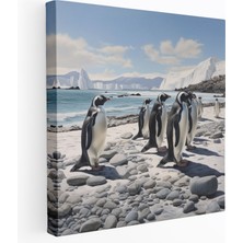 Painted Anarchy Penguen Kanvas Tablo - Fotogerçekçi Karlı Penguenler - Penguen, Başyapıt, Duvar Dekorasyonu, Ev Dekorasyonu, 30X30