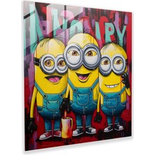 Painted Anarchy Minyonlar Pop Art Cam Baskı - Minyonlar, Minyonlar, Modern Sanat, Retro Stil, 30X30