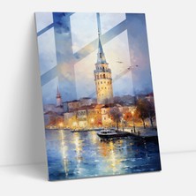 Galata Kulesi Cam Baskı - Galata Kulesi, Empresyonist Resim, Cam Duvar Sanatı, Büyüleyici Güzellik, 30X45