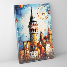 Painted Anarchy Galata Kulesi Duvar Sanatı - Galata Kulesi, Modern Soyut Sanat Eseri, Geometrik Şekiller, Kanvas Tablo, 30X50