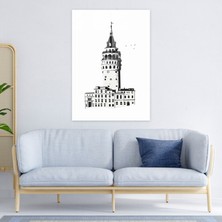 Galata Kulesi Duvar Süslemesi - Galata Kulesi, Siyah Beyaz, Galata Kulesi, Cam Duvar Sanatı, 30X45