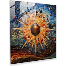 Painted Anarchy Yıldız Mozaik Cam Baskı - Yıldız Haritası, Incelik, Renkli Cam Parçalar, Cam Duvar Sanatı, 30X30