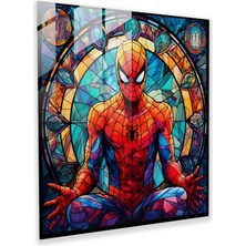 Painted Anarchy Örümcek Adam Vitray Cam Baskı - Örümcek Adam, Vitraydan Esinlenen Sanat Eseri, Cam Baskı, Duvar Süslemesi, 30X30