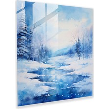 Painted Anarchy Kış Harikalar Diyarı Cam Baskı - Kış, Modern Sanat, Soyut Suluboya Resim, Duvar Dekorasyonu, 30X30