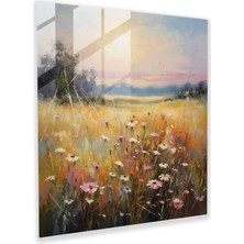 Painted Anarchy Kır Çiçeği Serenity Cam Baskı - Kır Çiçeği, Yatıştırıcı Renkler, Kır Çiçeği, Empresyonist Yağlıboya Tablo, 30X30