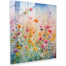 Painted Anarchy Kır Çiçeği Rüyaları Cam Baskı - Kır Çiçeği, Duvar Süslemesi, Canlı Renkler, Suluboya Resim, 30X30
